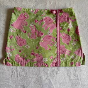 LILLY PULITZER ELEPHANTS Pink/Green Girls Skort SZ 7 Flowers Bow Animal READ